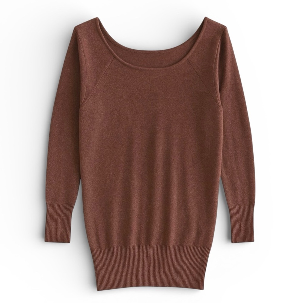Venus Brown Metallic Cold Shoulder Tunic Date Top Sparkle Knit Sweater Blouse XS